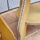Pair of vintage velvet upholstered pedestal tables – 1950s, 44 cm high