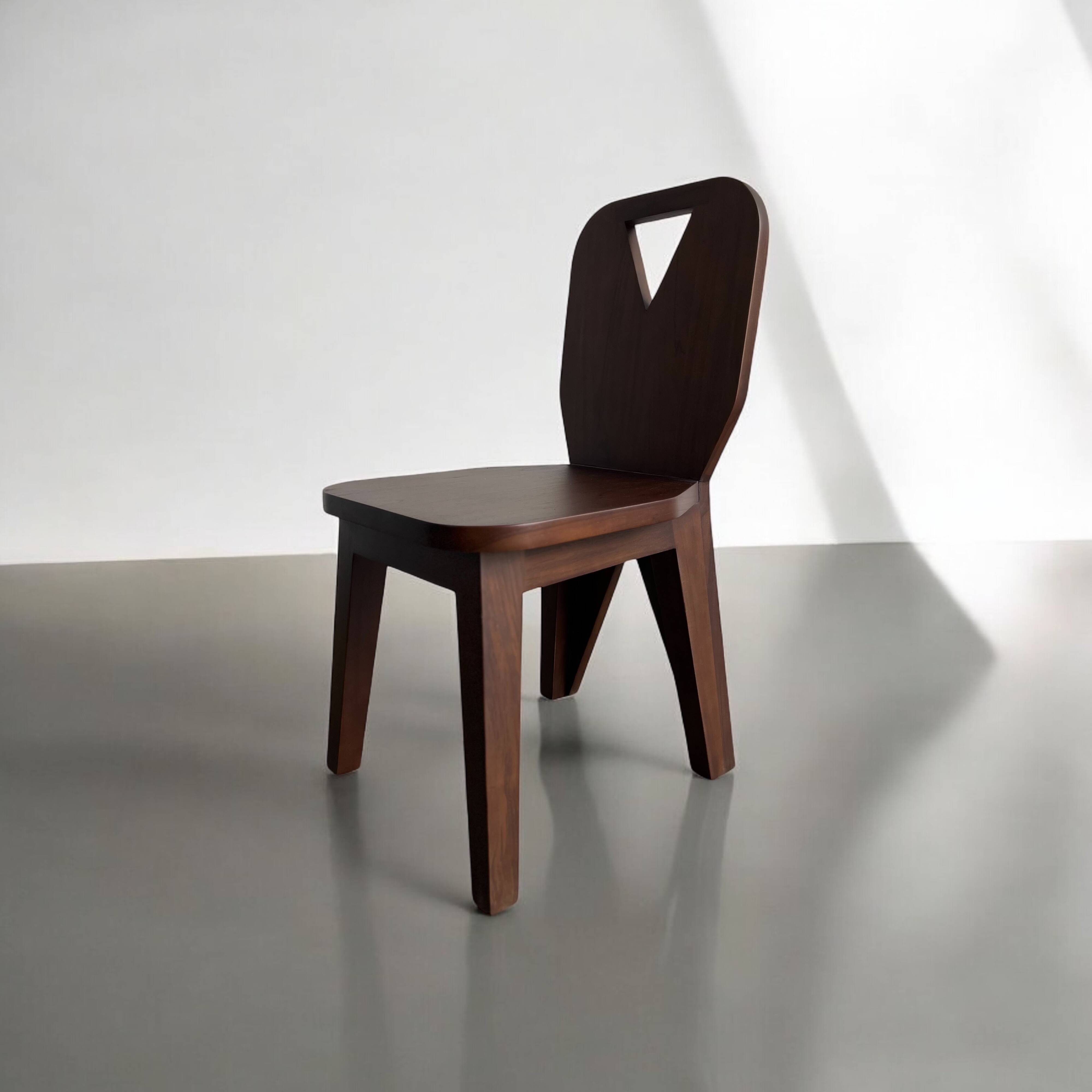 retro brutalism chair in dark solid wood