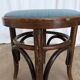 Pair of Vintage Bentwood Stools / Thonet Style / Upholstered Seat in Blue