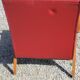 Fauteuil vintage des années 50 pieds compas moleskine rouge