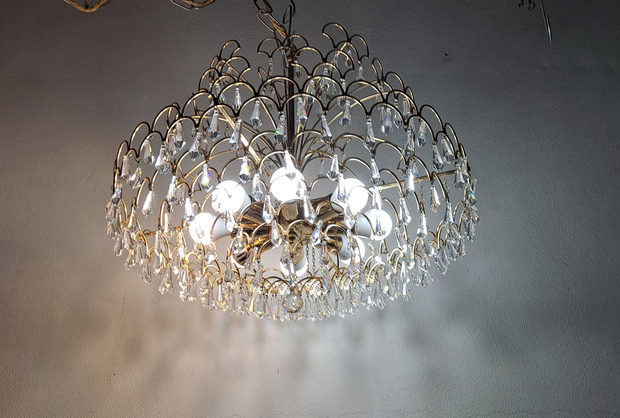 Lustre en cristal italien vintage 8 lumières