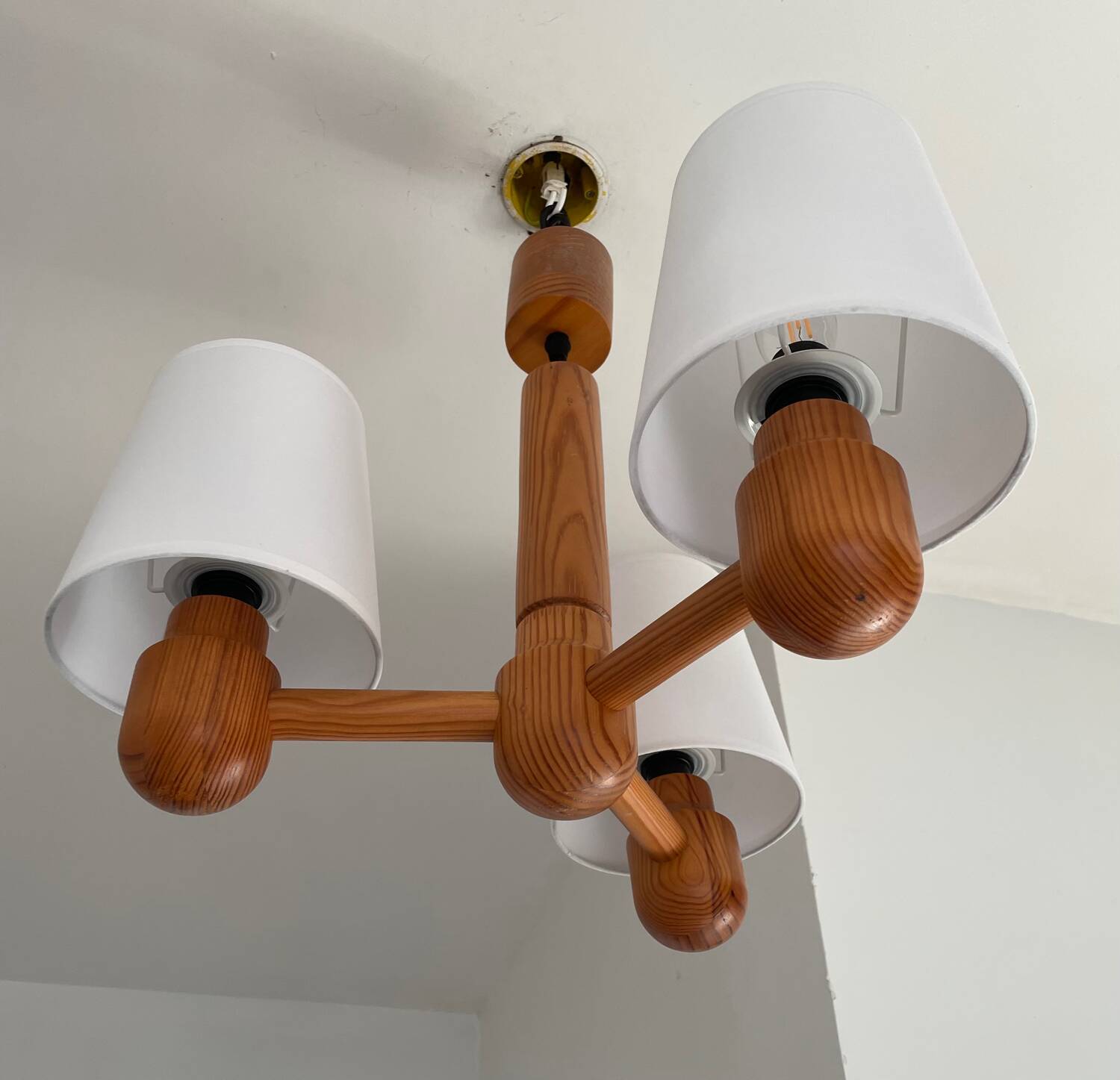 70’s Scandinavian pine wood chandelier