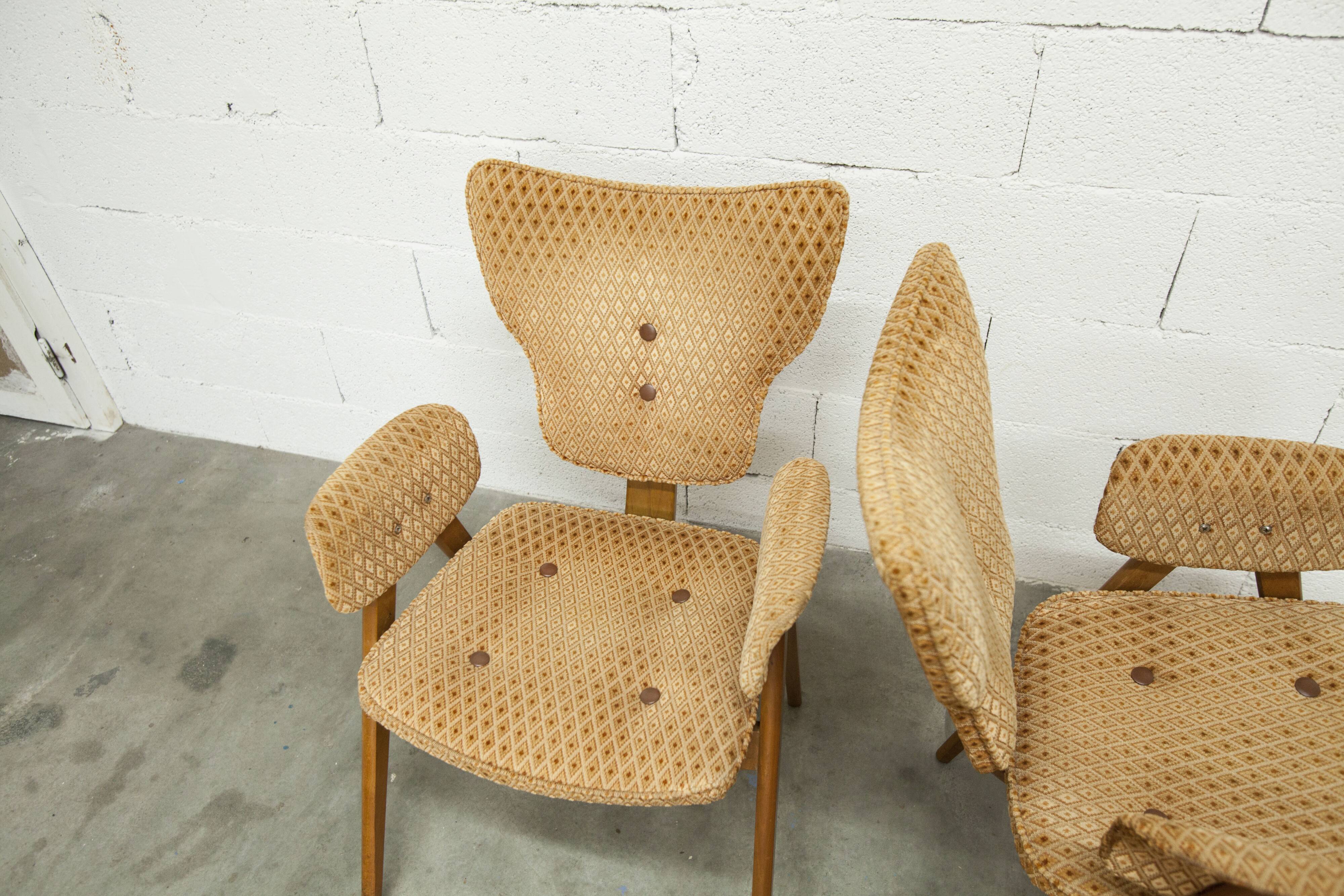 4 chairs and 2 Lounge armchairs by Roger Landault, ABC edition, 1950.