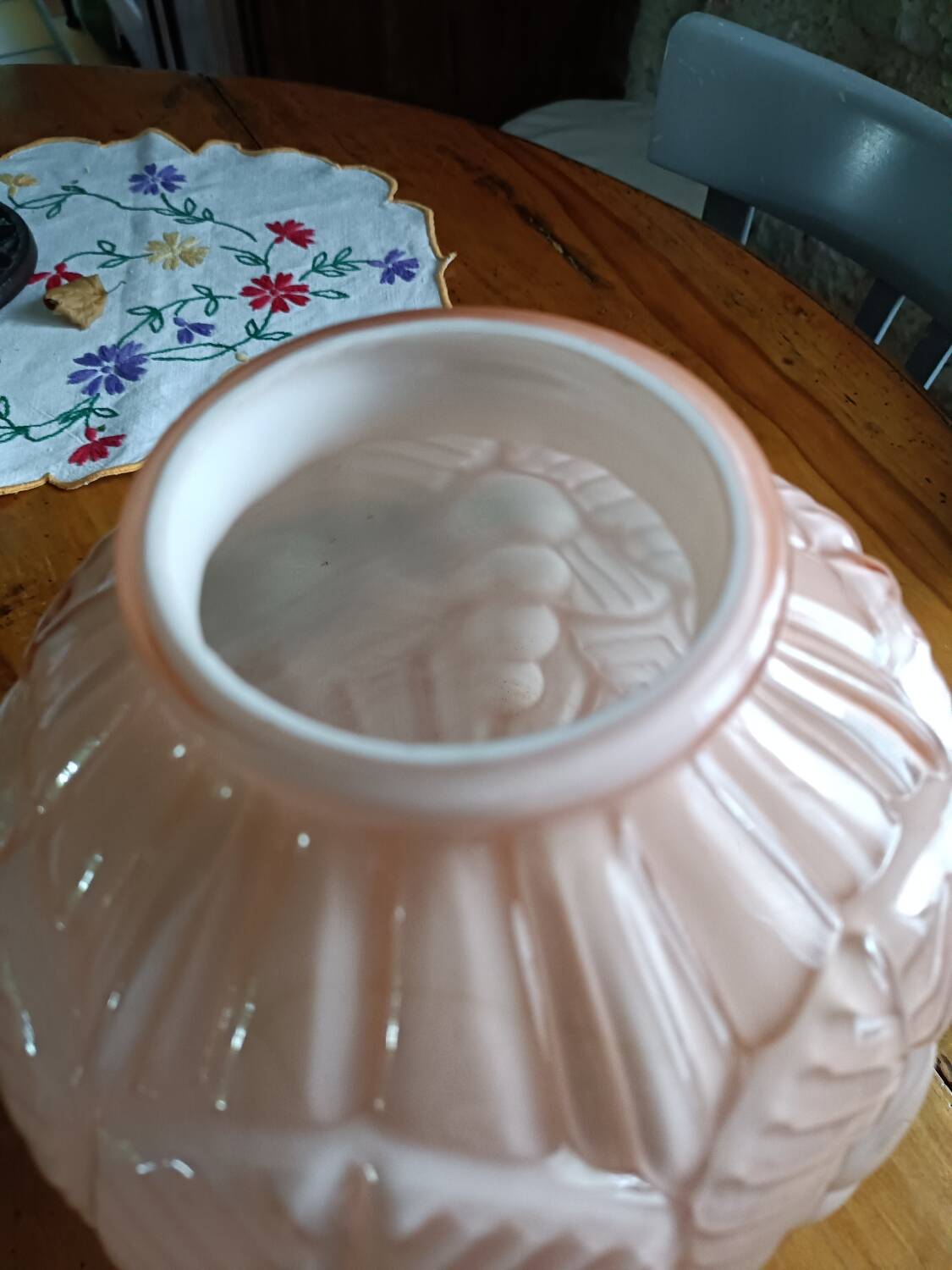 Art Deco pink opaline vase