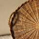 Vintage wicker round tray two handles