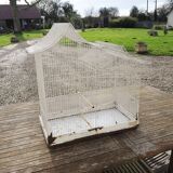 Antique Large White Metal Bird Cage