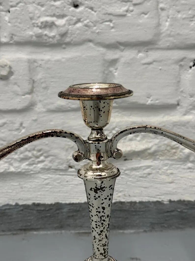 Bougeoir vintage argenté à 3 bras