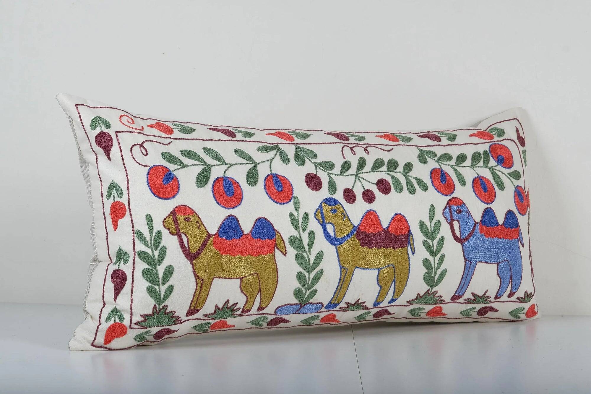 Vintage embroidered cushion cover 46x94 cm