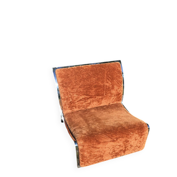 Fauteuil en acier chromé et tissu orange par Vittorio Introini