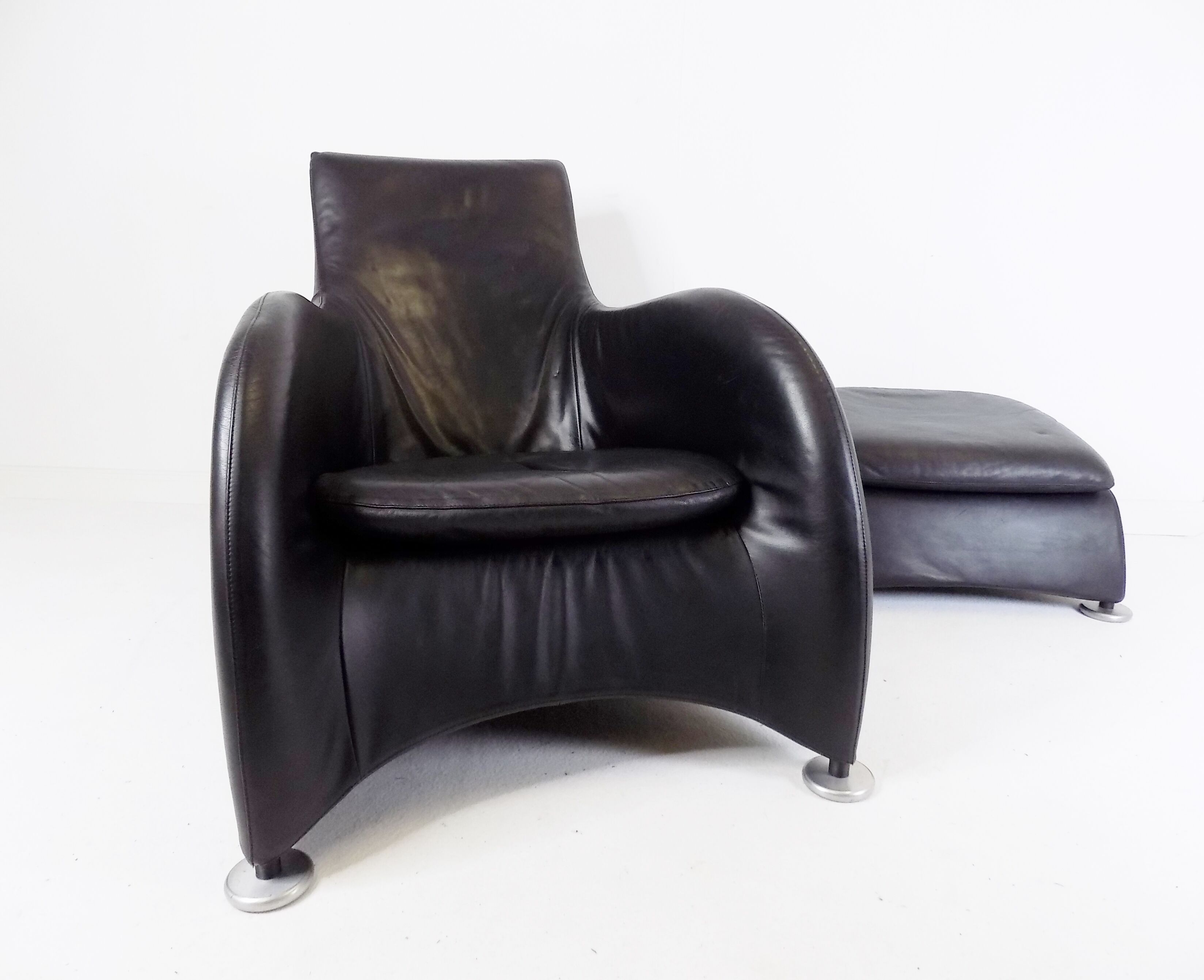 Montis Loge leather armchair with ottoman by Gerard van den Berg