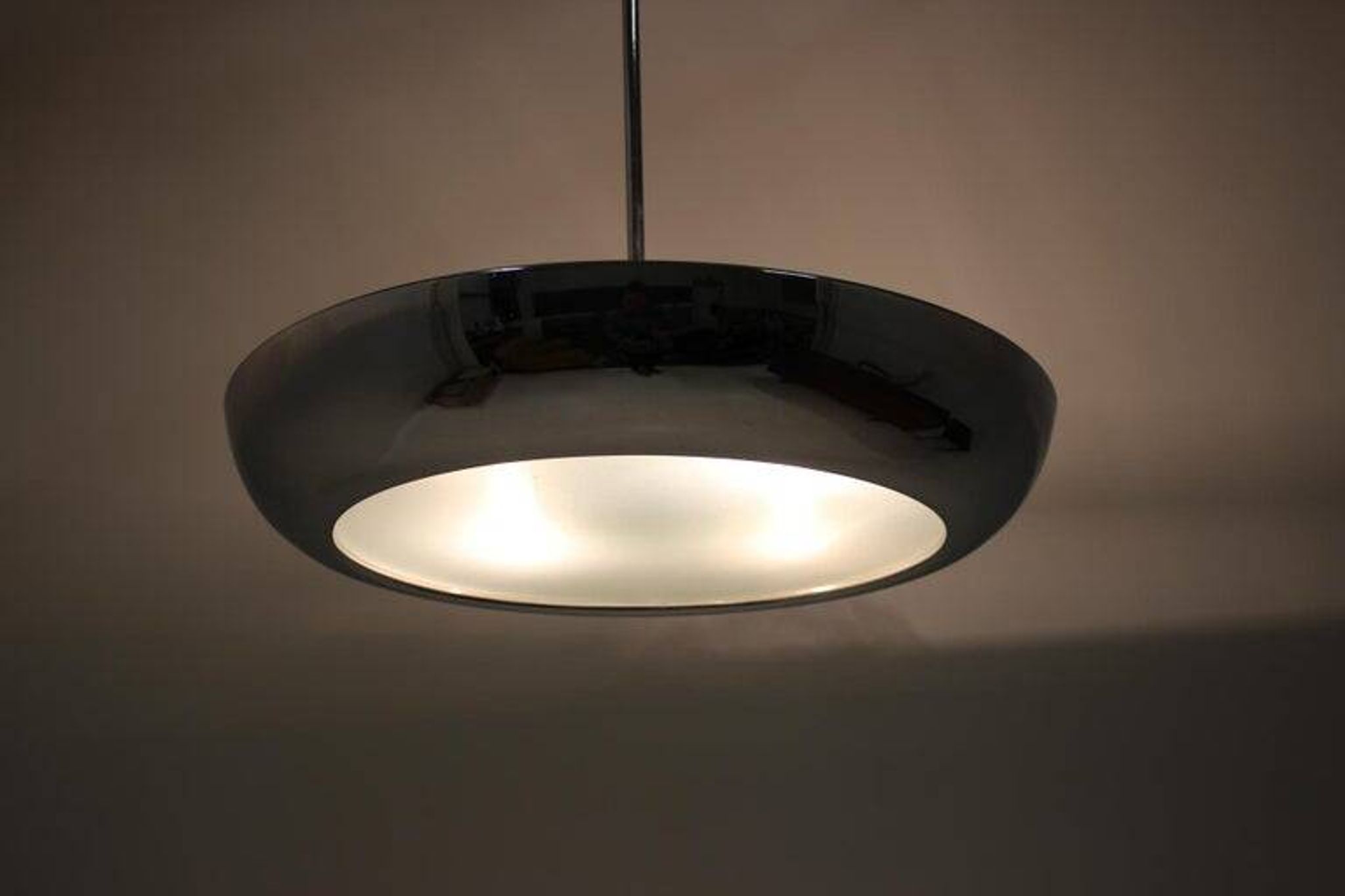 Functionalist Chrome Pendant UFO by Josef Hurka for Napako, 1930s