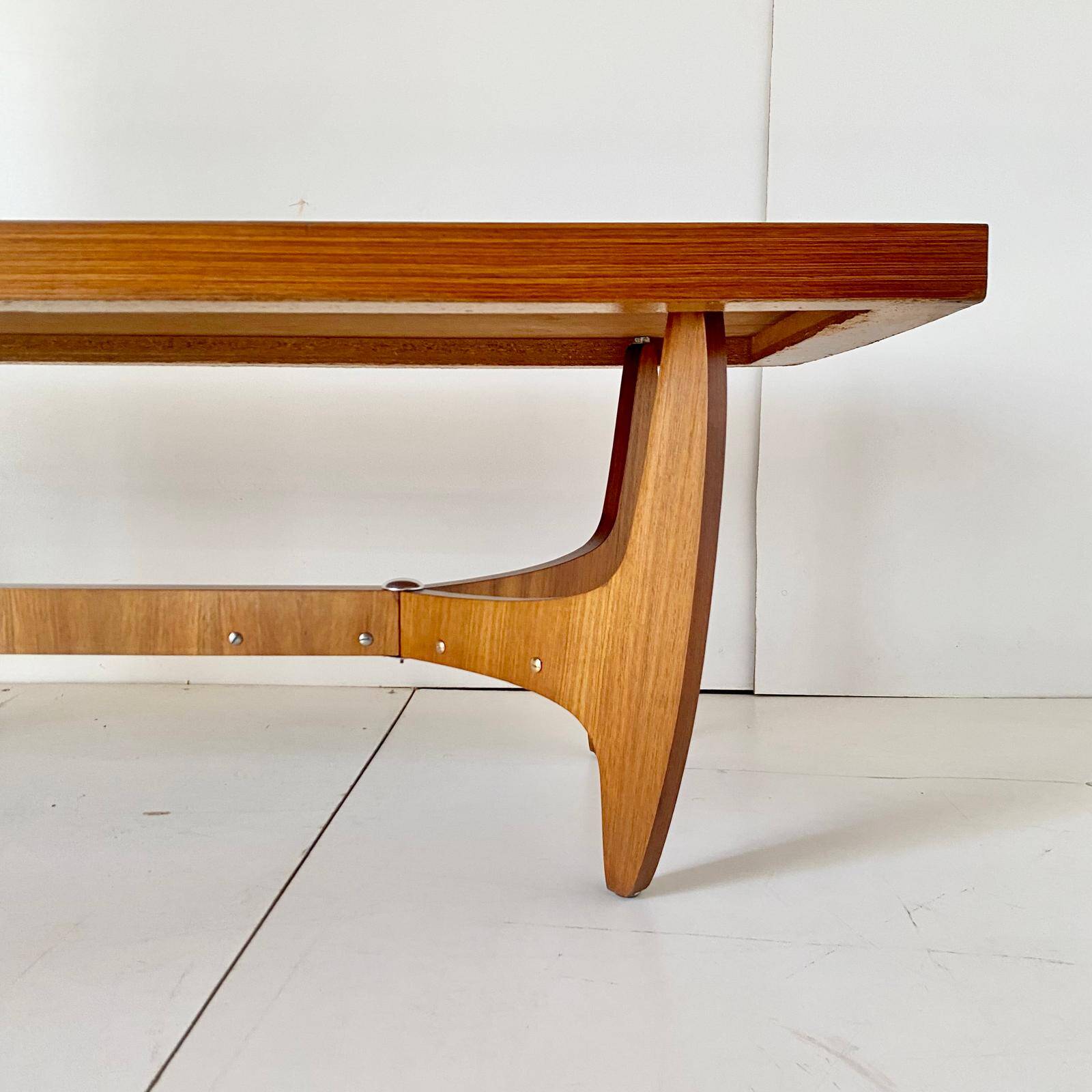 Midcentury Modern Big Wood Sofa Table, Italy 1960