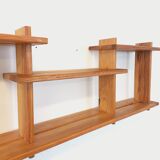 Vintage pine wall shelf in Maison Regain style from the 80s