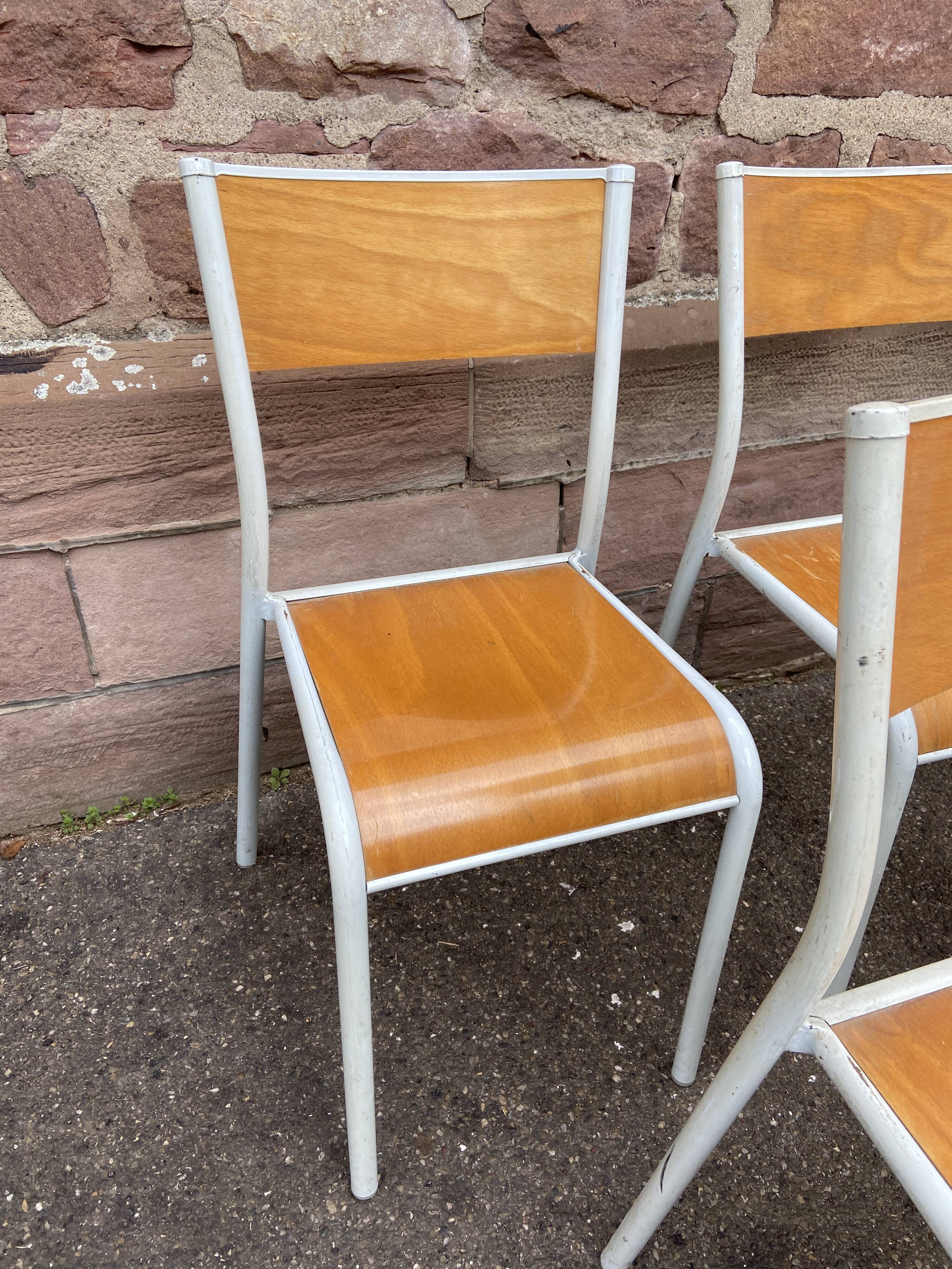 6 school chairs 70s industrial vintage school communities Mullca gaston cavaillon
