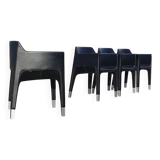 4 black armchairs Plank Claudio Bellini Mon Ami