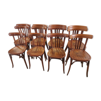 Set of 12 chairs by bistrot baumann 1930s