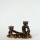 pair of double ceramic candlesticks, Brown & Pink, 1970