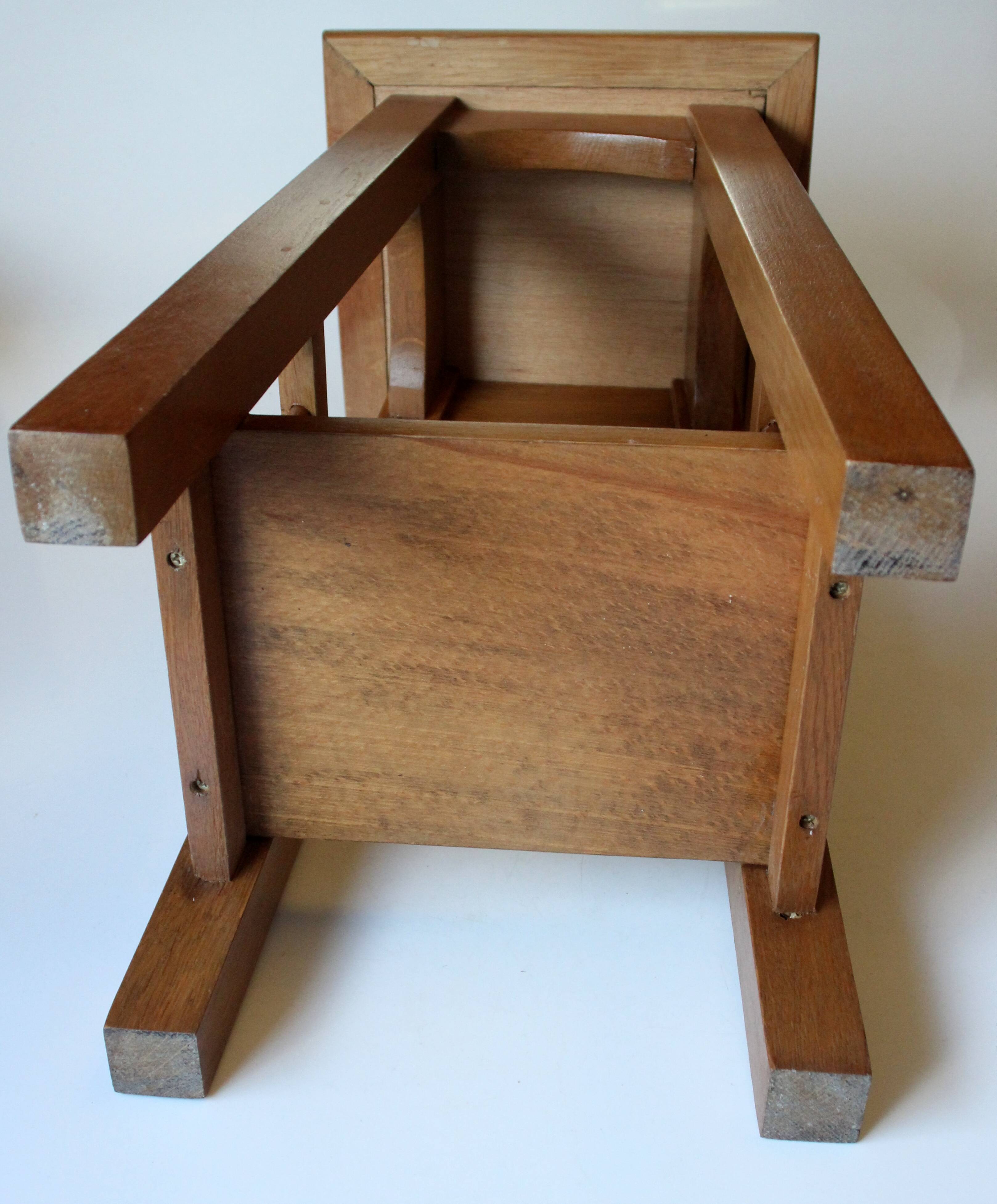 Solid Heavy Plant Stand Made Of Wood With A Ceramic Tile On Top Vintage From The 1950s Selency
