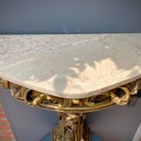 Carved wooden and marble console