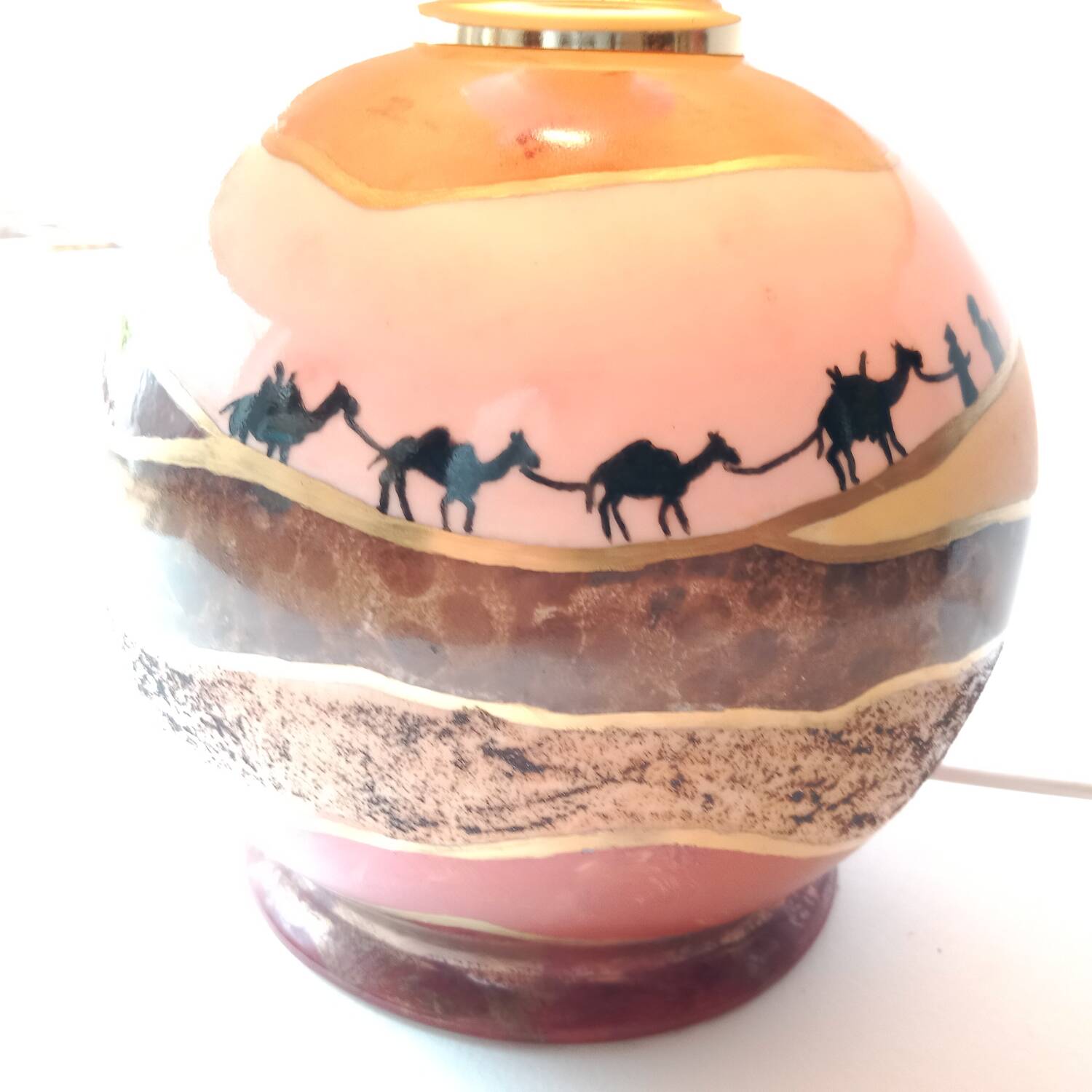 Unique ball lamp, hand-painted by Françoise Bertin
