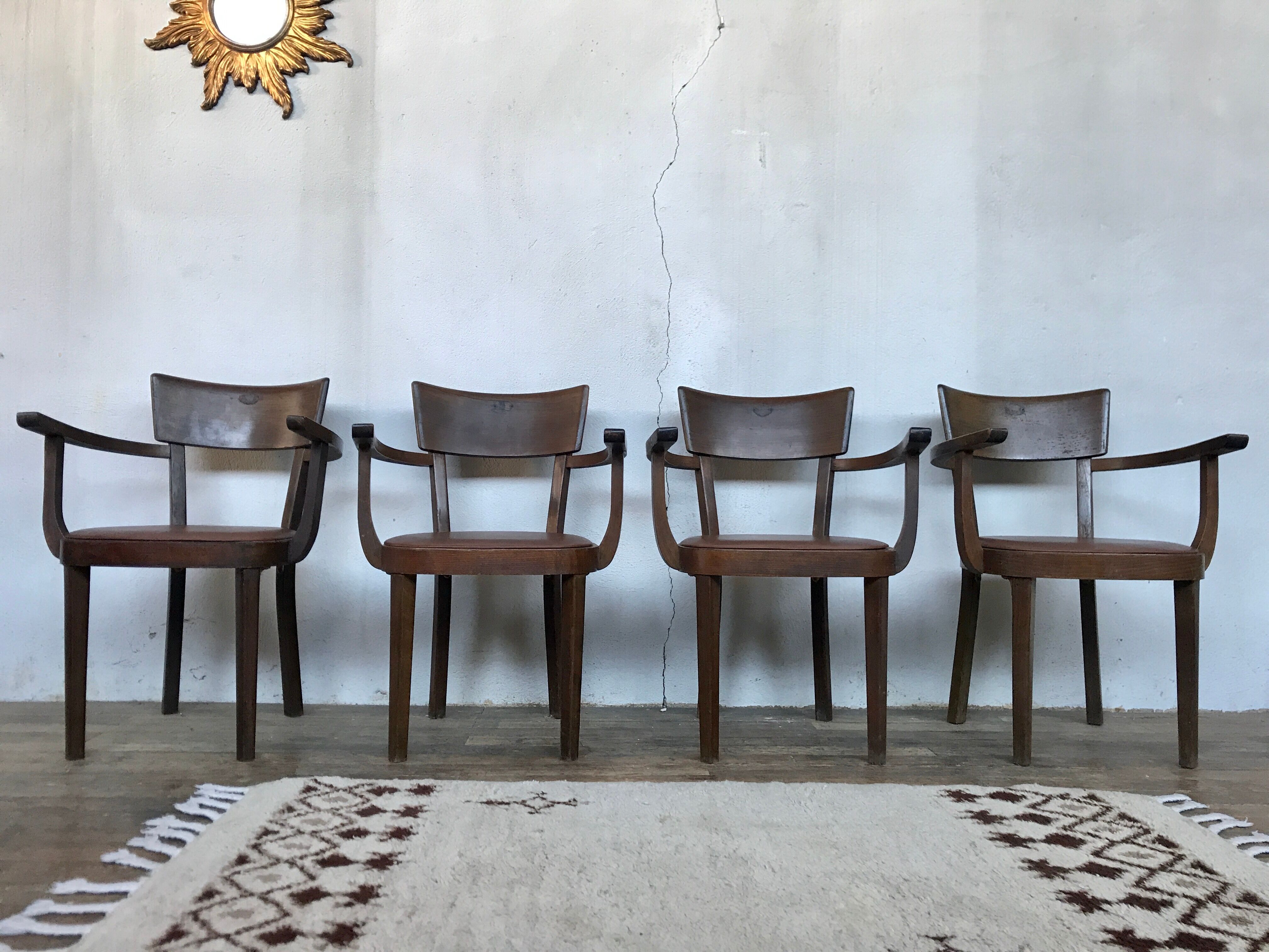 Series of 4 Baumann chairs 1950