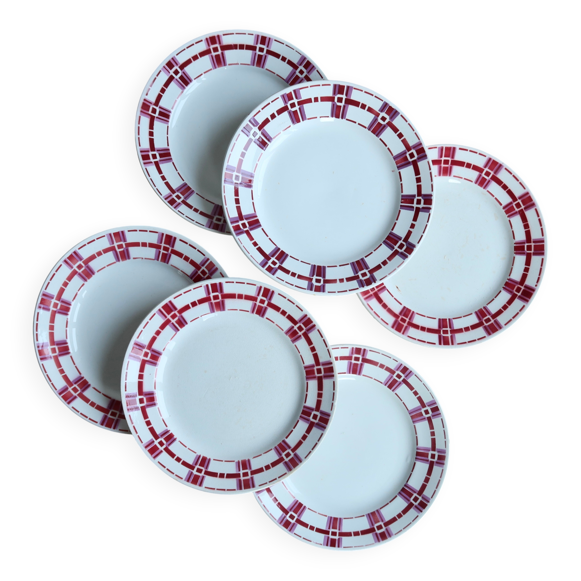 6 vintage ironstone dessert plates Moulins des Loups - Stuar model