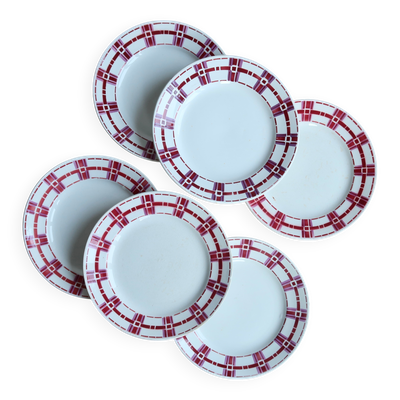 6 assiettes à dessert terre de fer vintage Moulins des Loups - Modèle Stuar