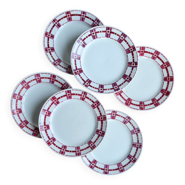 6 assiettes à dessert terre de fer vintage Moulins des Loups - Modèle Stuar