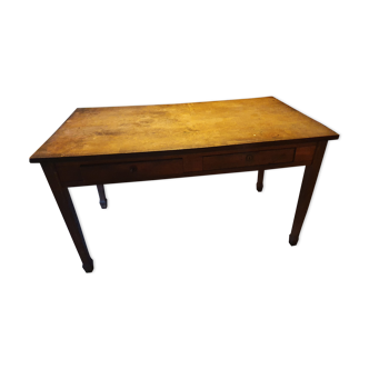 Table de ferme ancienne vintage bois avec 2 tiroirs et leur clé