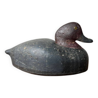 Duck caller in polychrome carved wood, early 20th century folk art