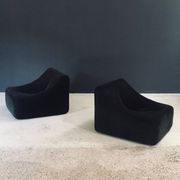 Mid-Century Modern French Corduroy Lounge Chairs, 1970s, Set of 2