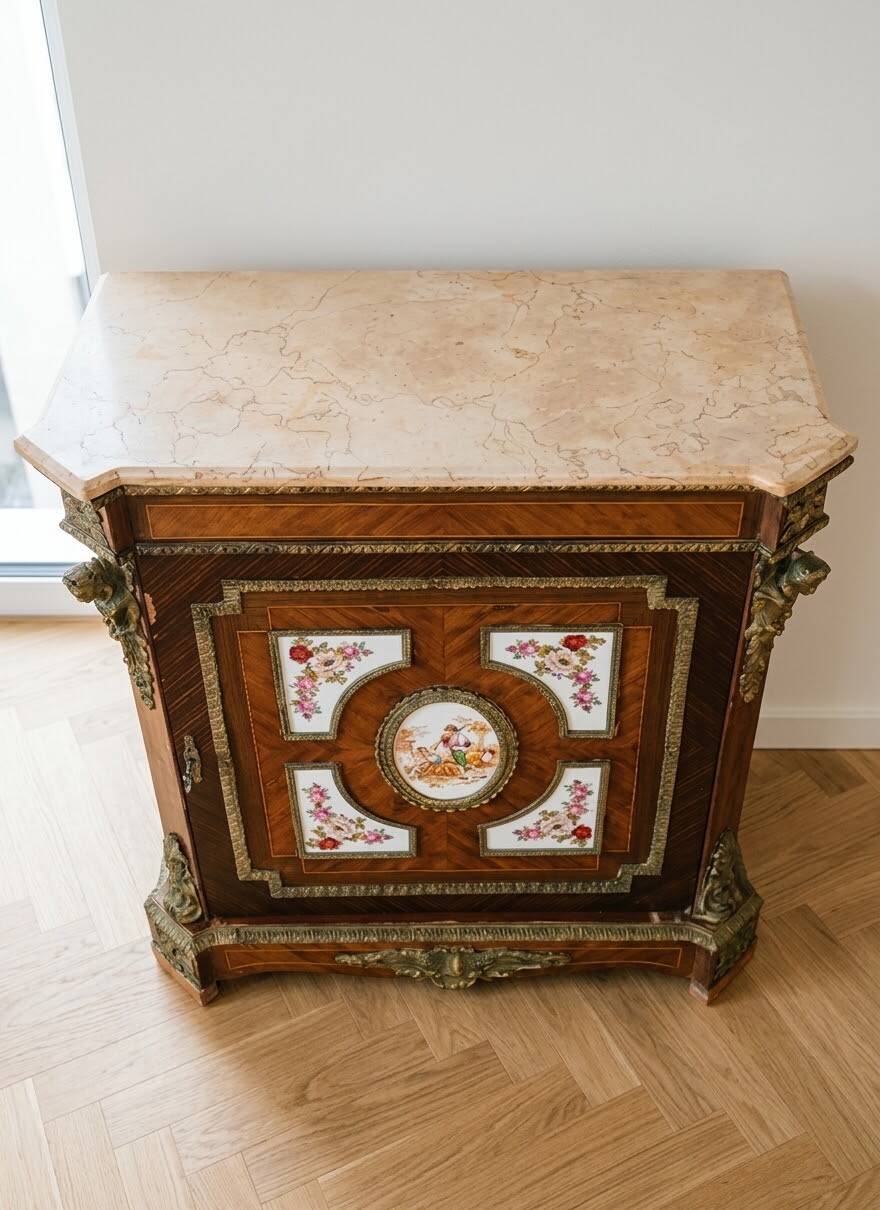 Napoleon III buffet set: wood and marble