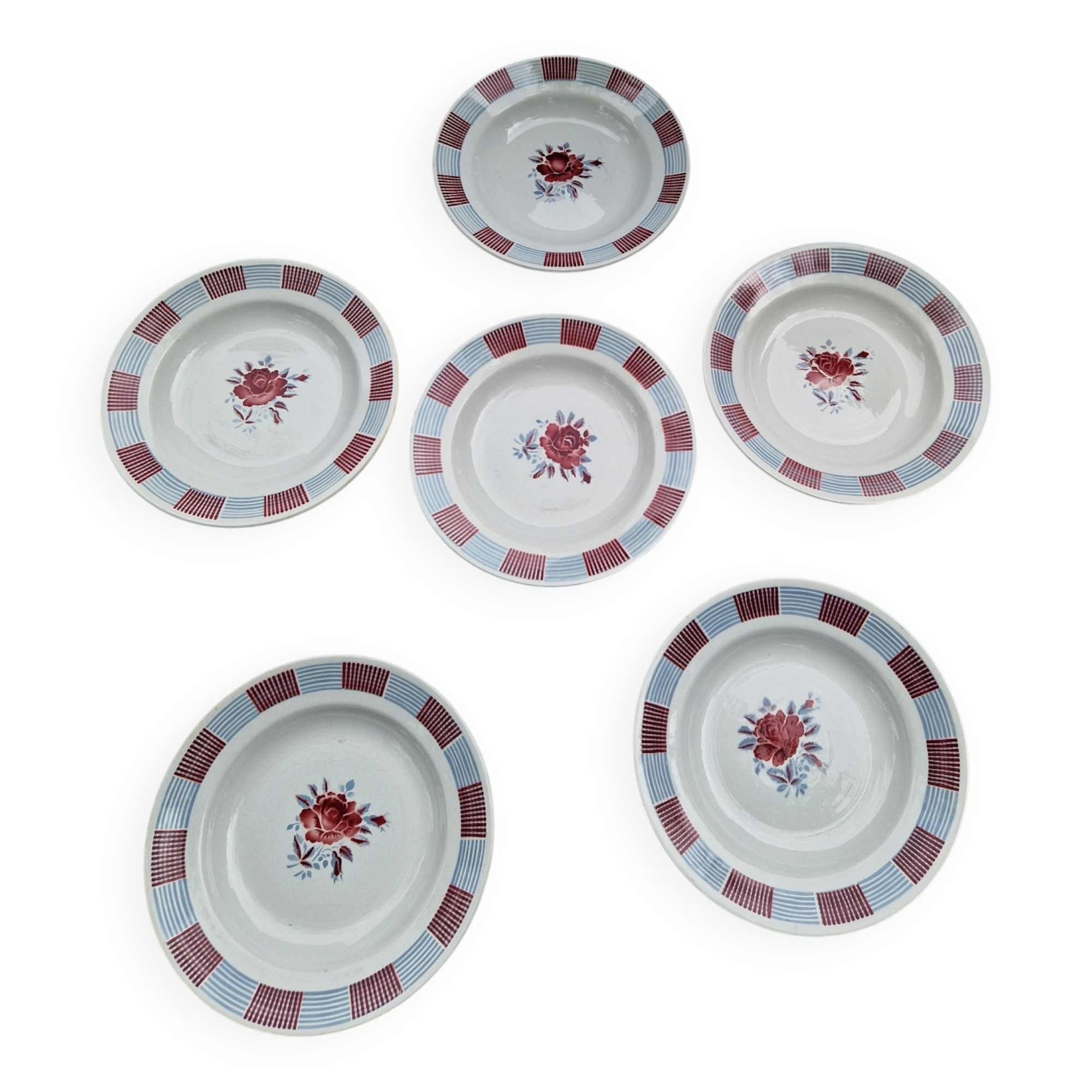 St Amandinoise deep plates, SET OF 6 / Ceramic.
