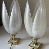 Paire de lampes nacrée style rougier design années 70
