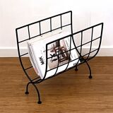 Black metal magazine rack
