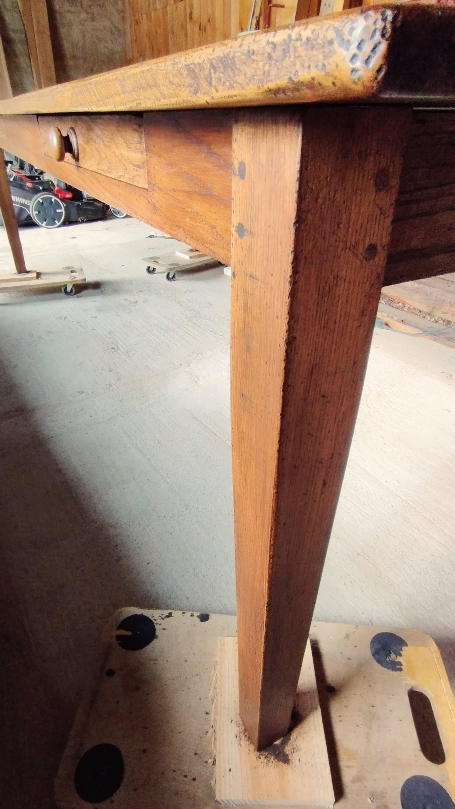 Solid oak farmhouse table, 270x120 cm, with 4 drawers