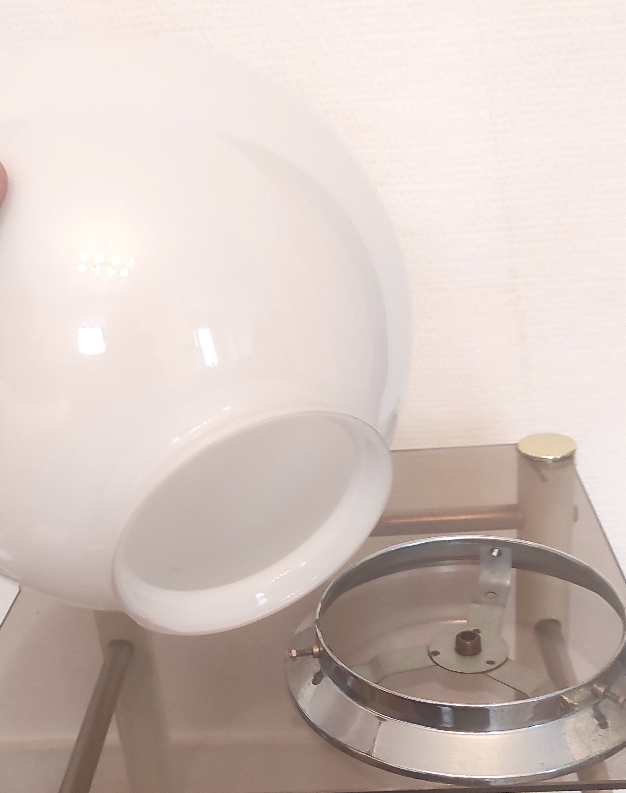 White opaline globe ceiling lamp – 50s/60s