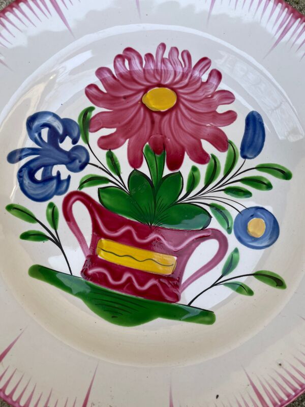 Lot de 6 assiettes anciennes à motif floral