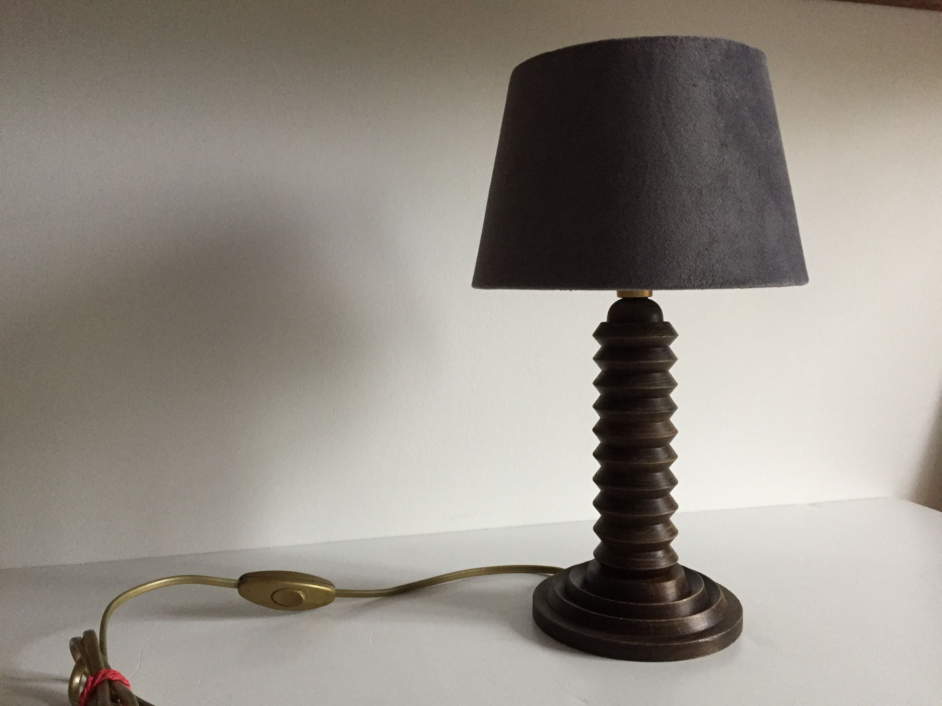 Vintage wood geometric lamp