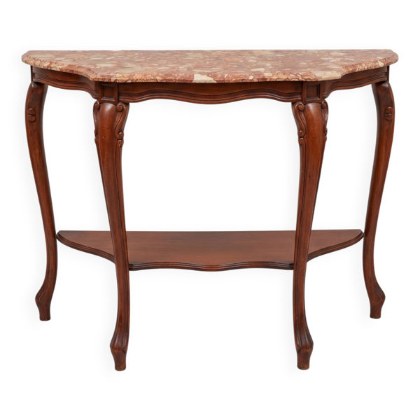 Console d’entrée en bois avec plateau en marbre, style Louis XV