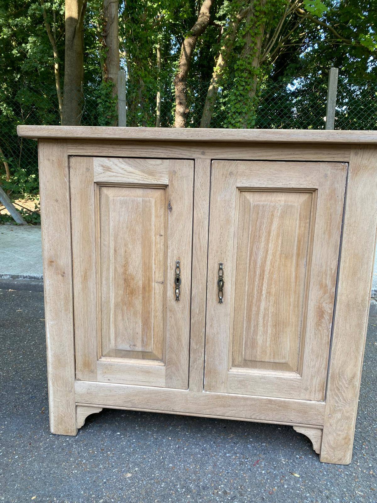 Vintage shallow Parisian sideboard renovated in solid oak 1950.