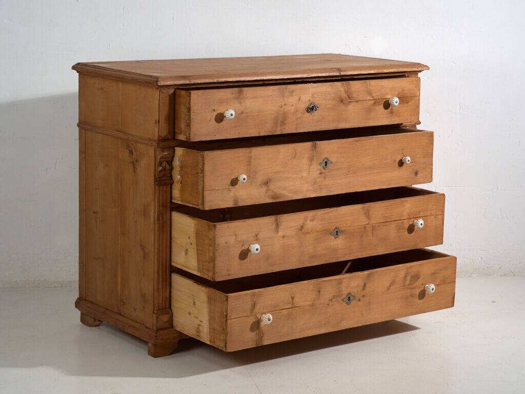 Antique solid pine chest of drawers – European rustic chest of drawers – circa 1900