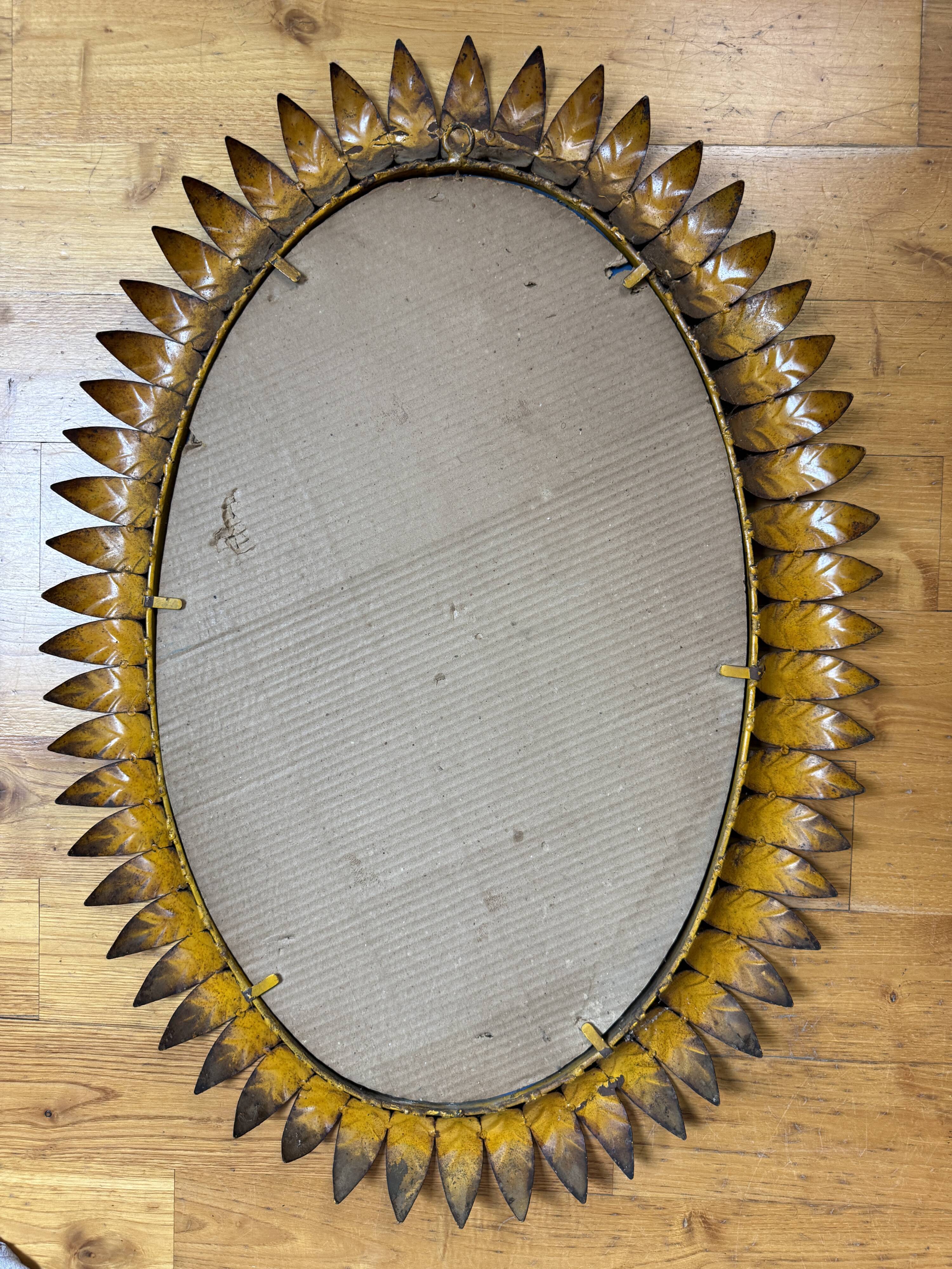 1950s wrought iron sun mirror from Italy