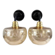 Pair of vintage amber glass wall lights