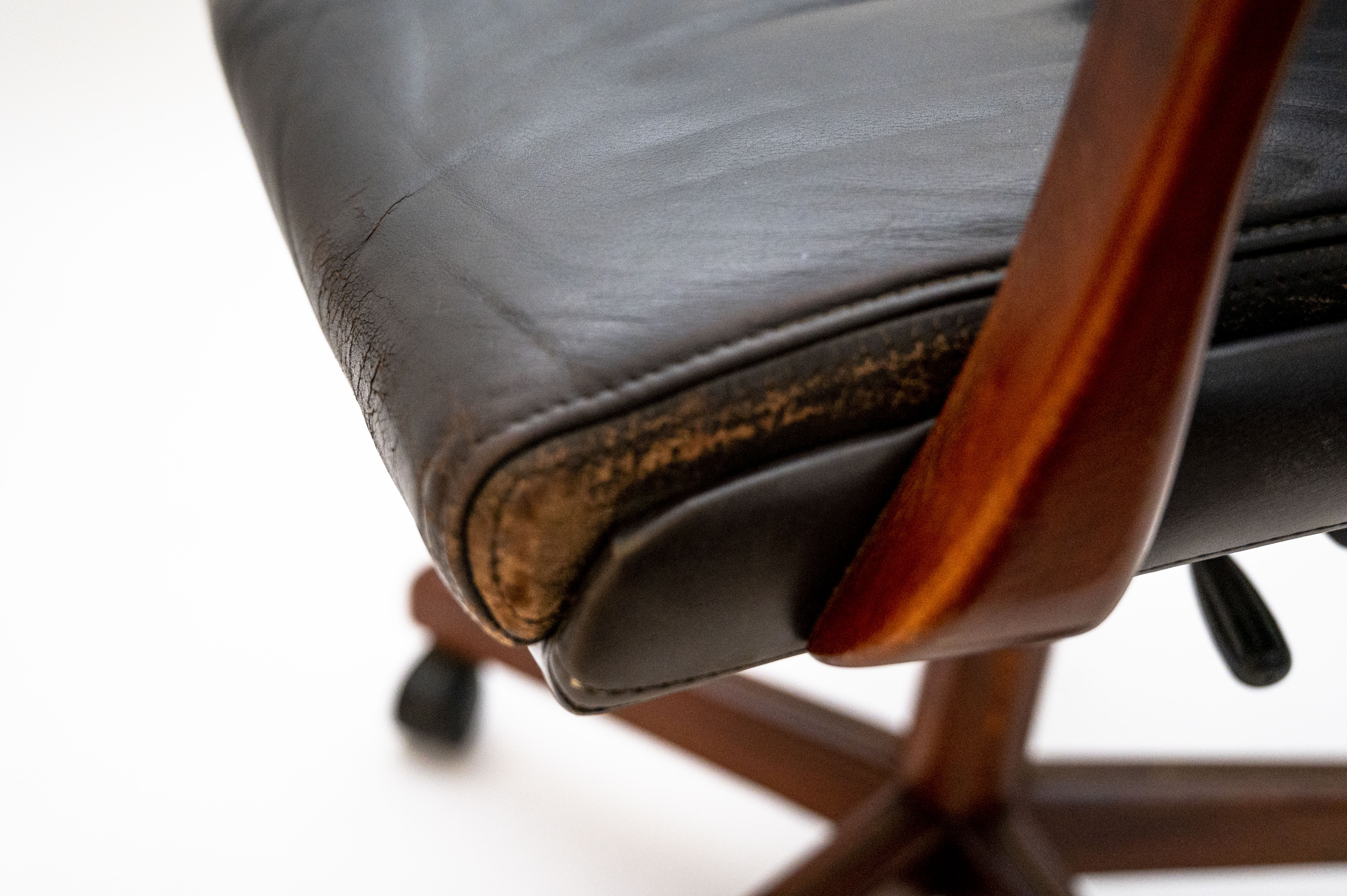 Fauteuil de bureau vintage en cuir