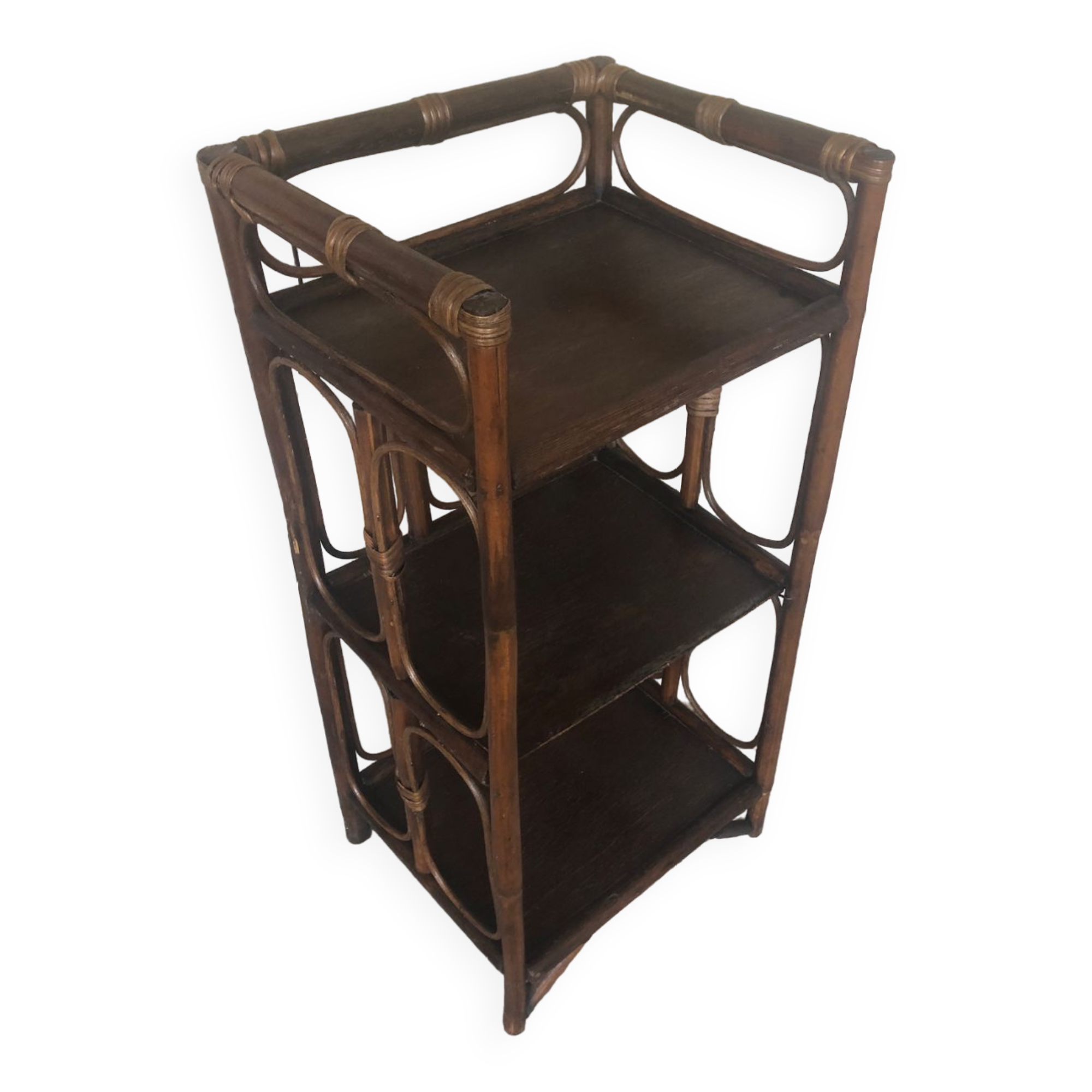 Vintage rattan shelving accent cabinet