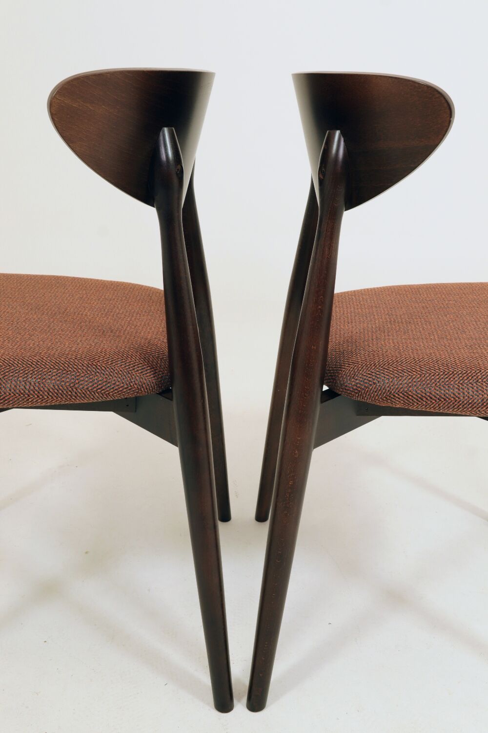 Set of 4 Modern Beech Wood Dining Chair, Herringbone terracota fabric