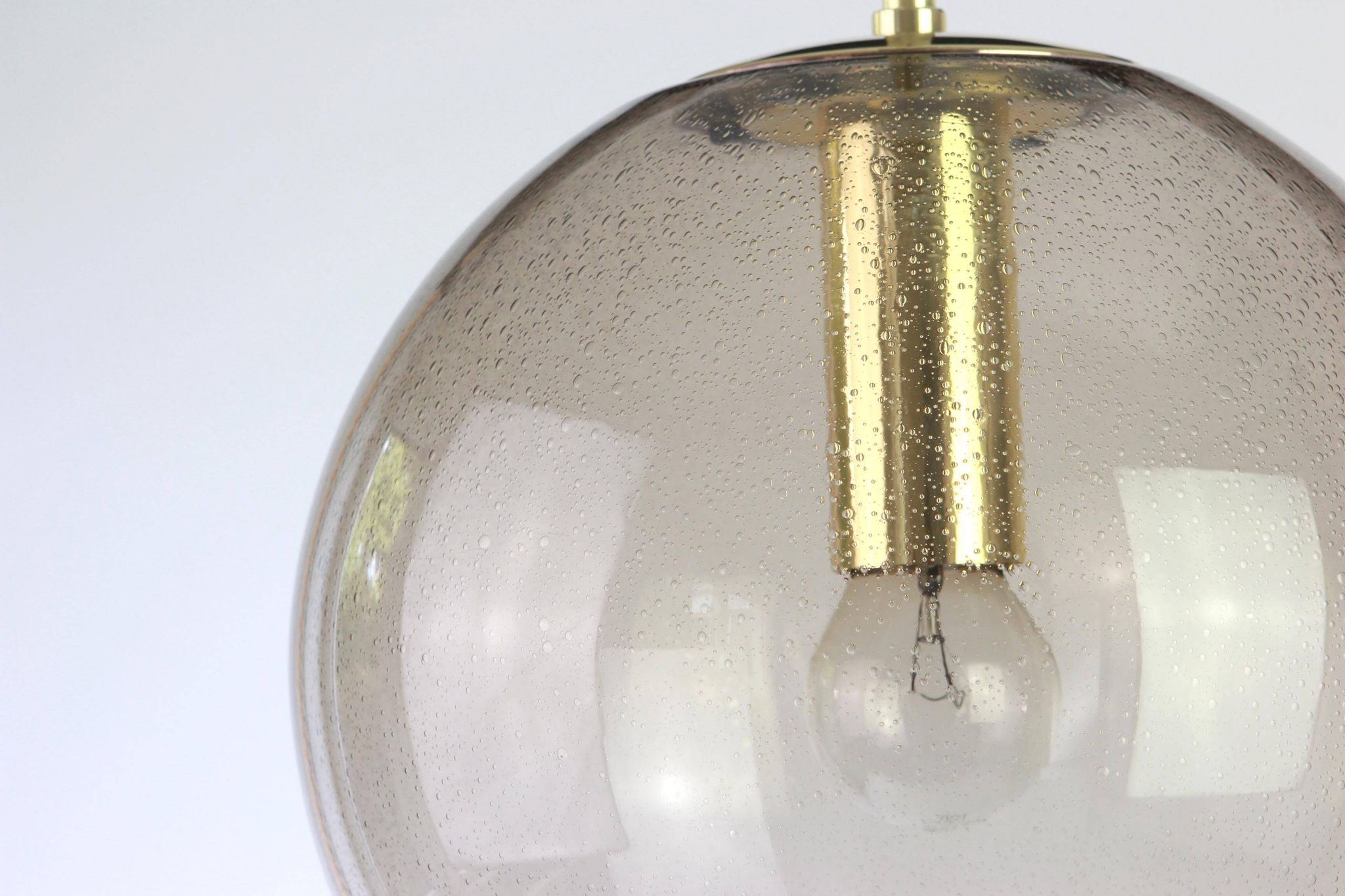 Limburg pendant light with smoked glass ball, Germany, 1970s