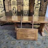 Oak monastery table with 2 extensions