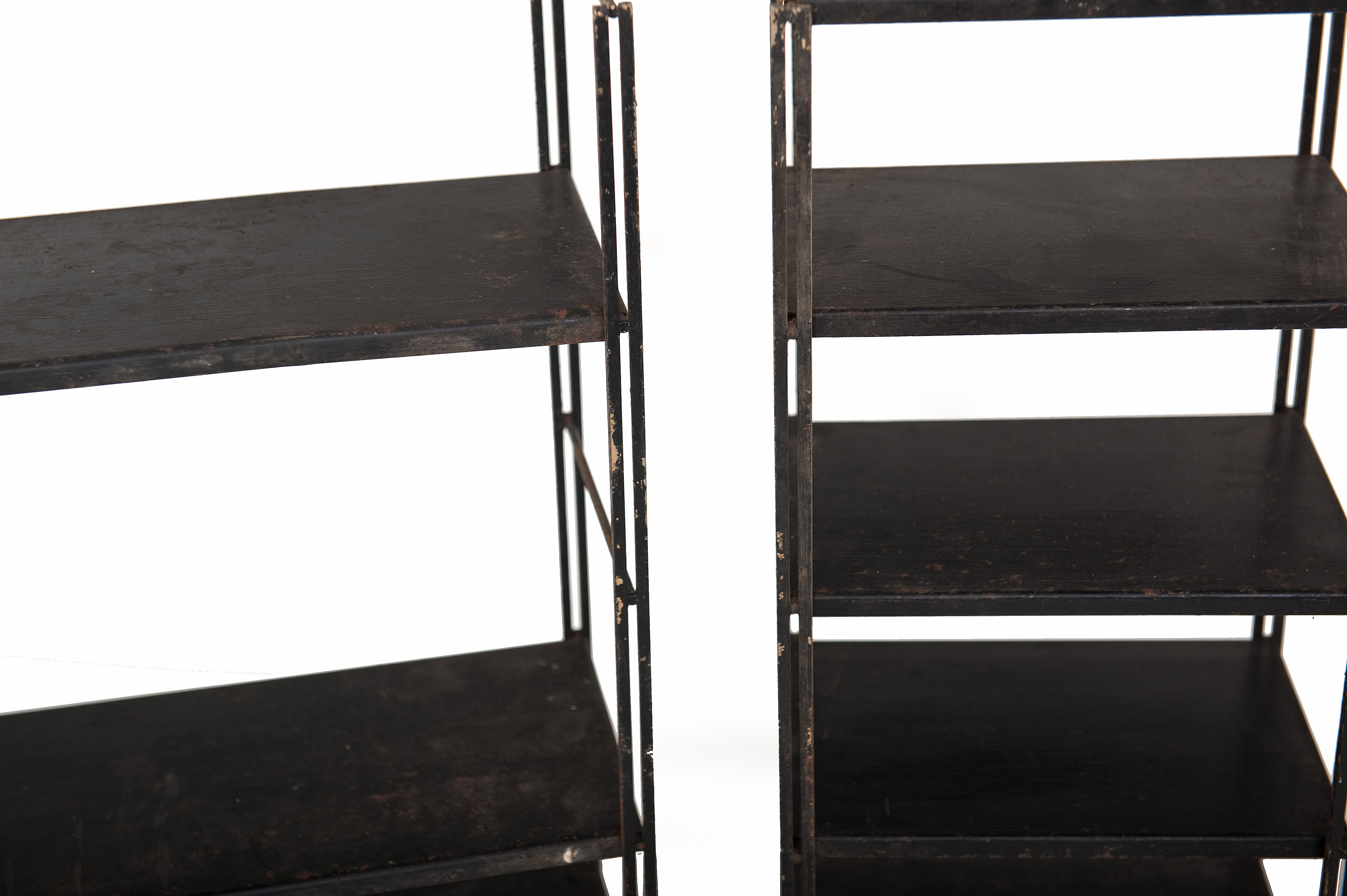 Modular wall shelf string with 8 metal shelves year 60
